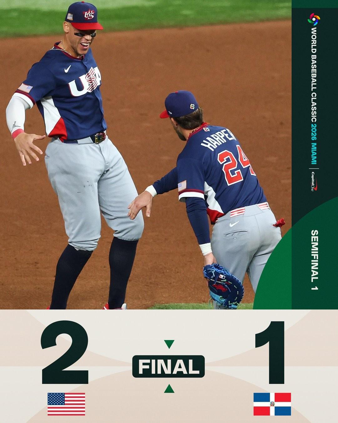 世界杯官网入口-美国2-1险胜多米尼加挺进WBC决赛,九局下关键球判罚引争议